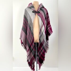 NWOT Addition Elle Purple / Gray Plaid Poncho Cape - Plus Size OS (0X, 1X, 2X…)